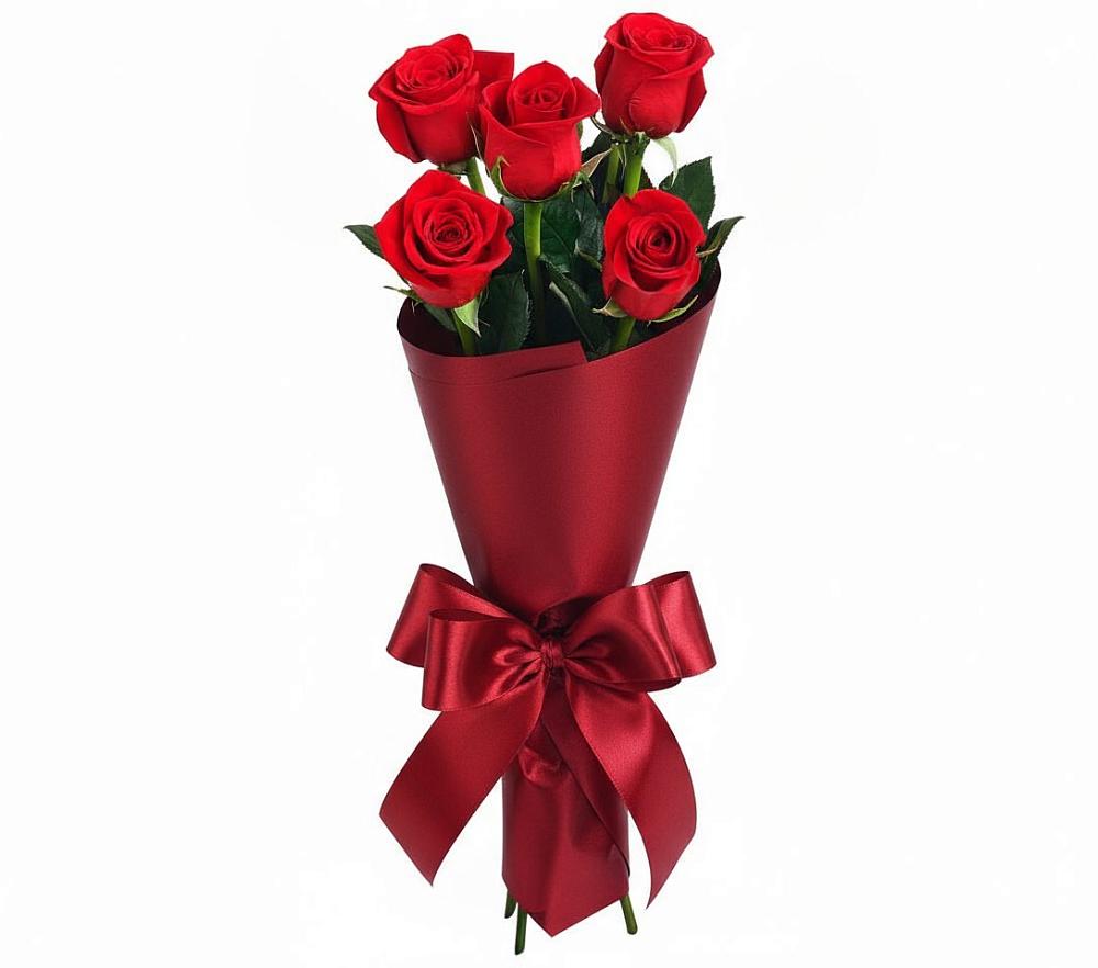 Букет 5 Красных роз Эдлесс Лав в Каринское