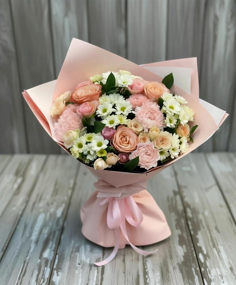 Букет цветов из: Гвоздики, Розы и Хризантемы в Каринское