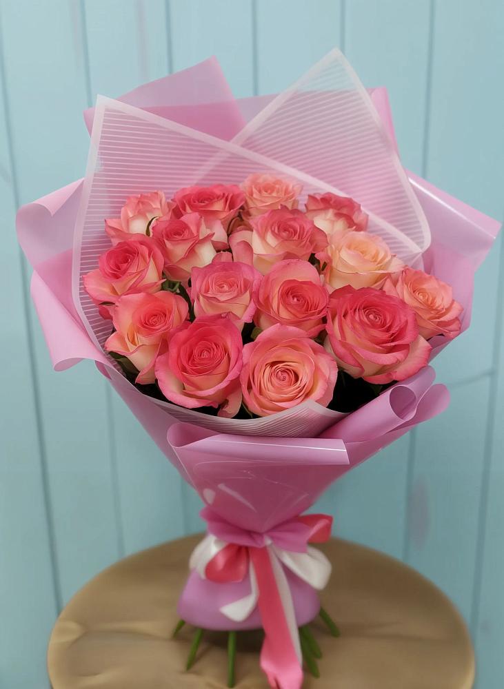 Букет 15 Розовых роз Равель в Каринское