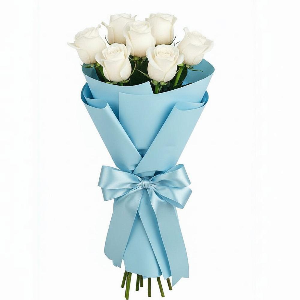 Букет 7 белых роз Проуд в Каринское