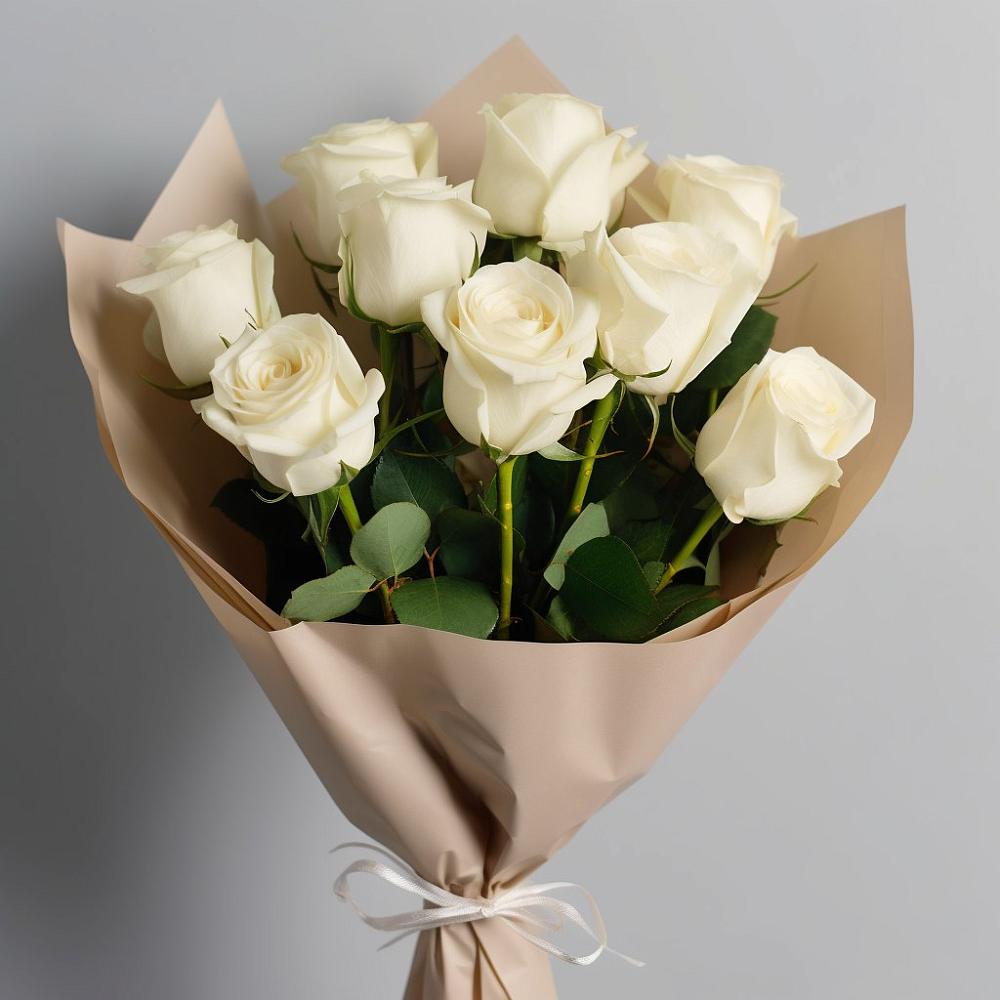 Букет 9 Белых роз Эдлесс Лав в Каринское