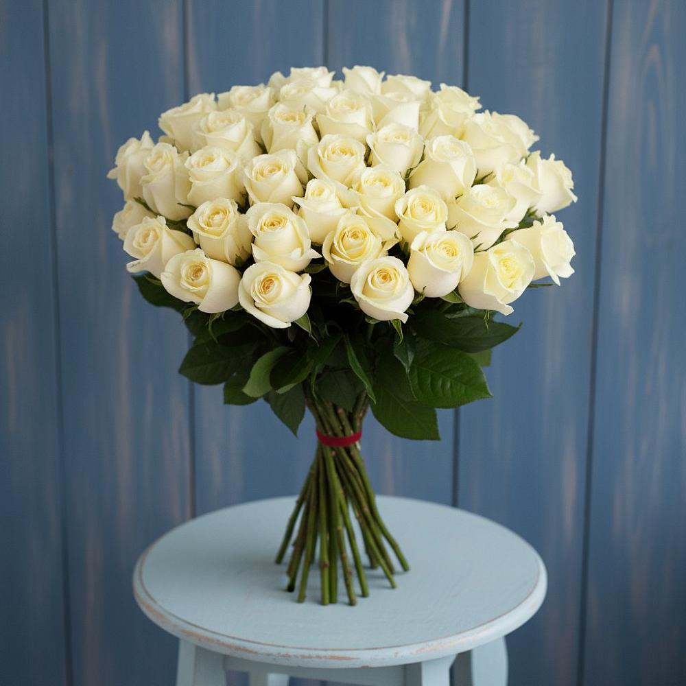Букет 51 Белая роза Эдлесс Лав в Каринское
