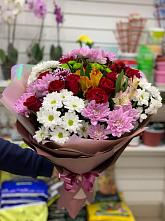 Букет цветов из:  Розы, Хризантемы и Альстромерии #REPLACE_PRED# Каринское