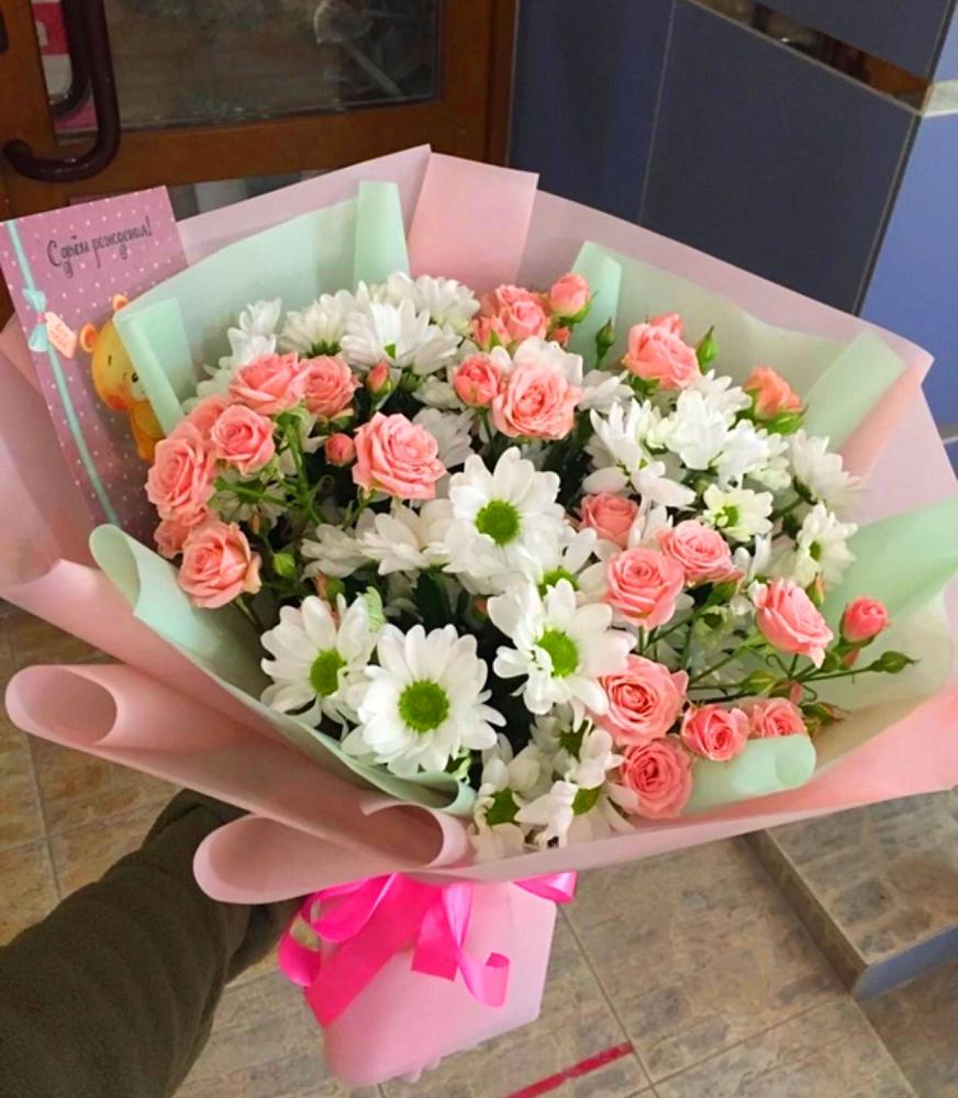 Букет цветов из: Розы и Хризантемы в Каринское