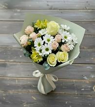 Букет цветов из:  Альстромерии, Розы и Хризантемы в Каринское