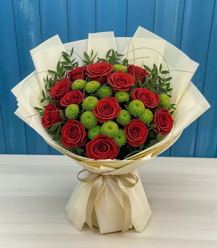 Букет цветов из: Розы и Хризантемы в Каринское