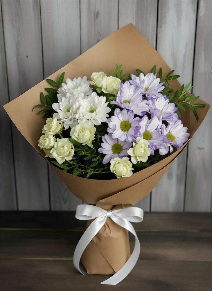 Букет цветов из: Хризантемы и Розы в Каринское